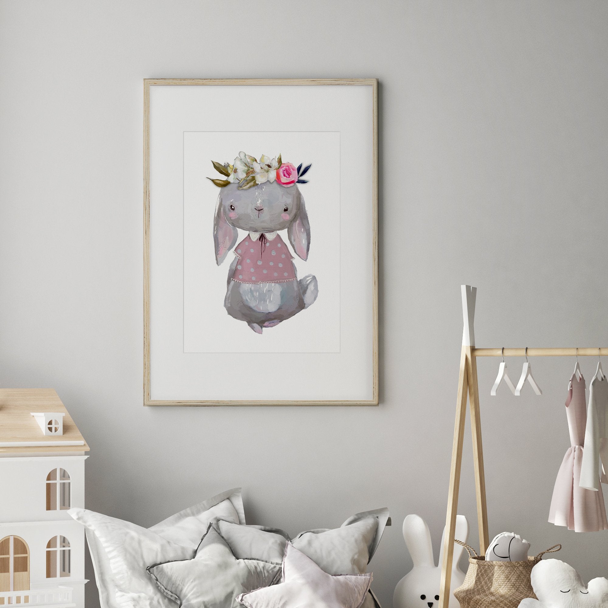 Floral Woodland Bunny Print