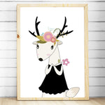 Girls Nursery Prints - Floral Woodland Deer Print - The Kids Print Store