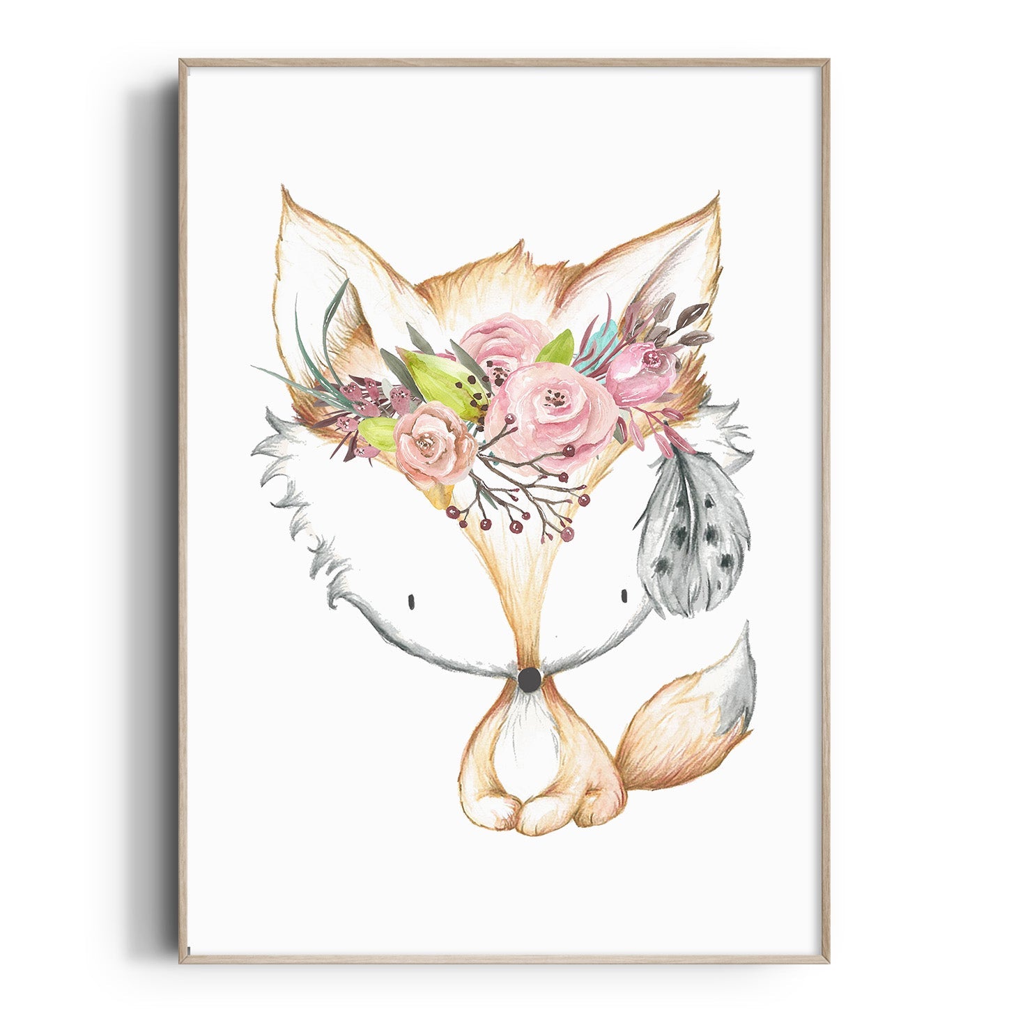 Floral Woodland Fox Print