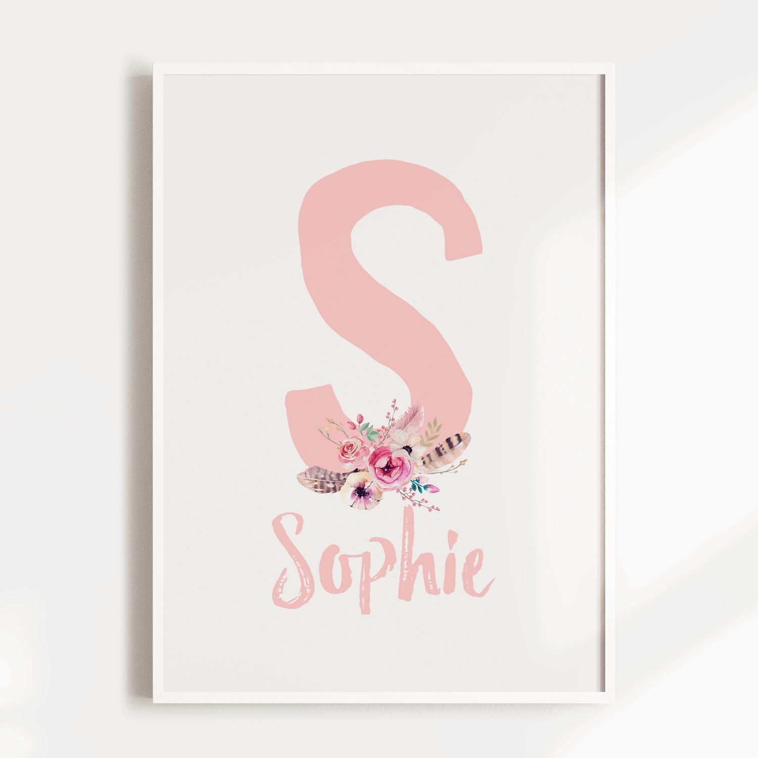 Pink Floral Boho Letter & Name Print