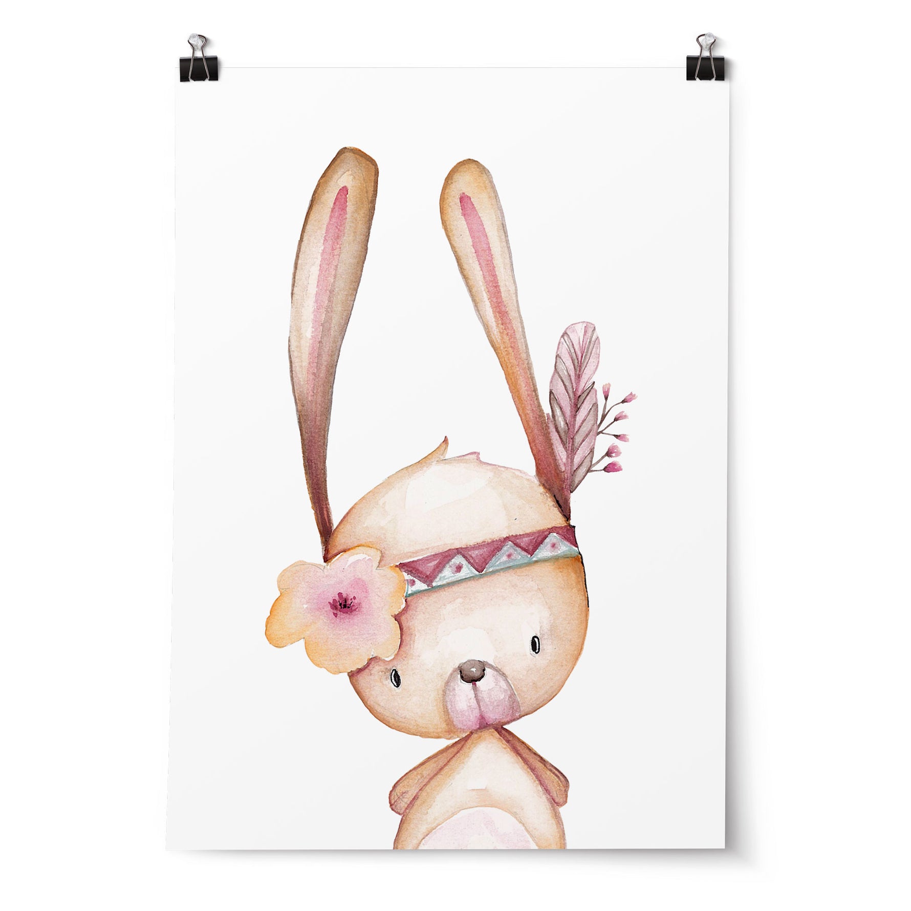 Girls Woodland Bunny, Nursery Animal Print