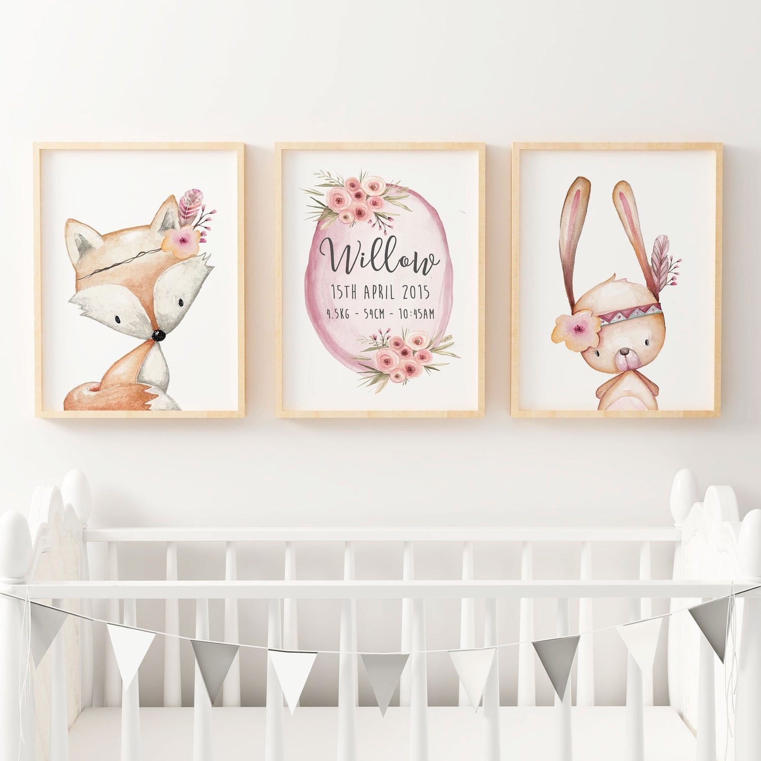 Woodland Bunny, Fox & Birth Prints