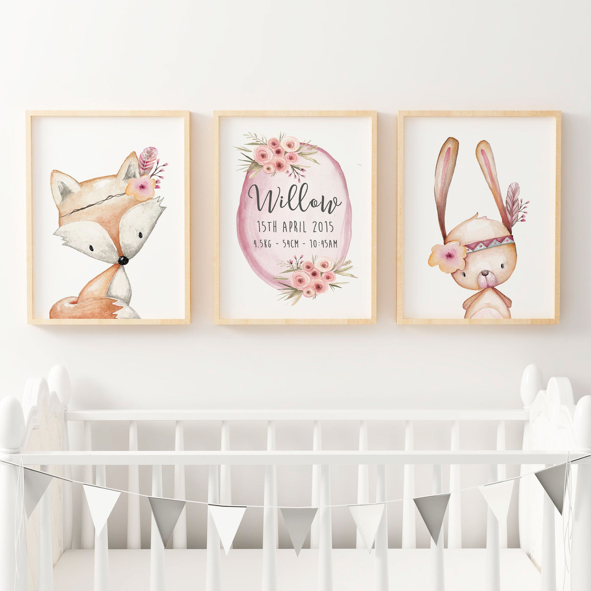 Woodland Bunny, Fox & Birth Prints