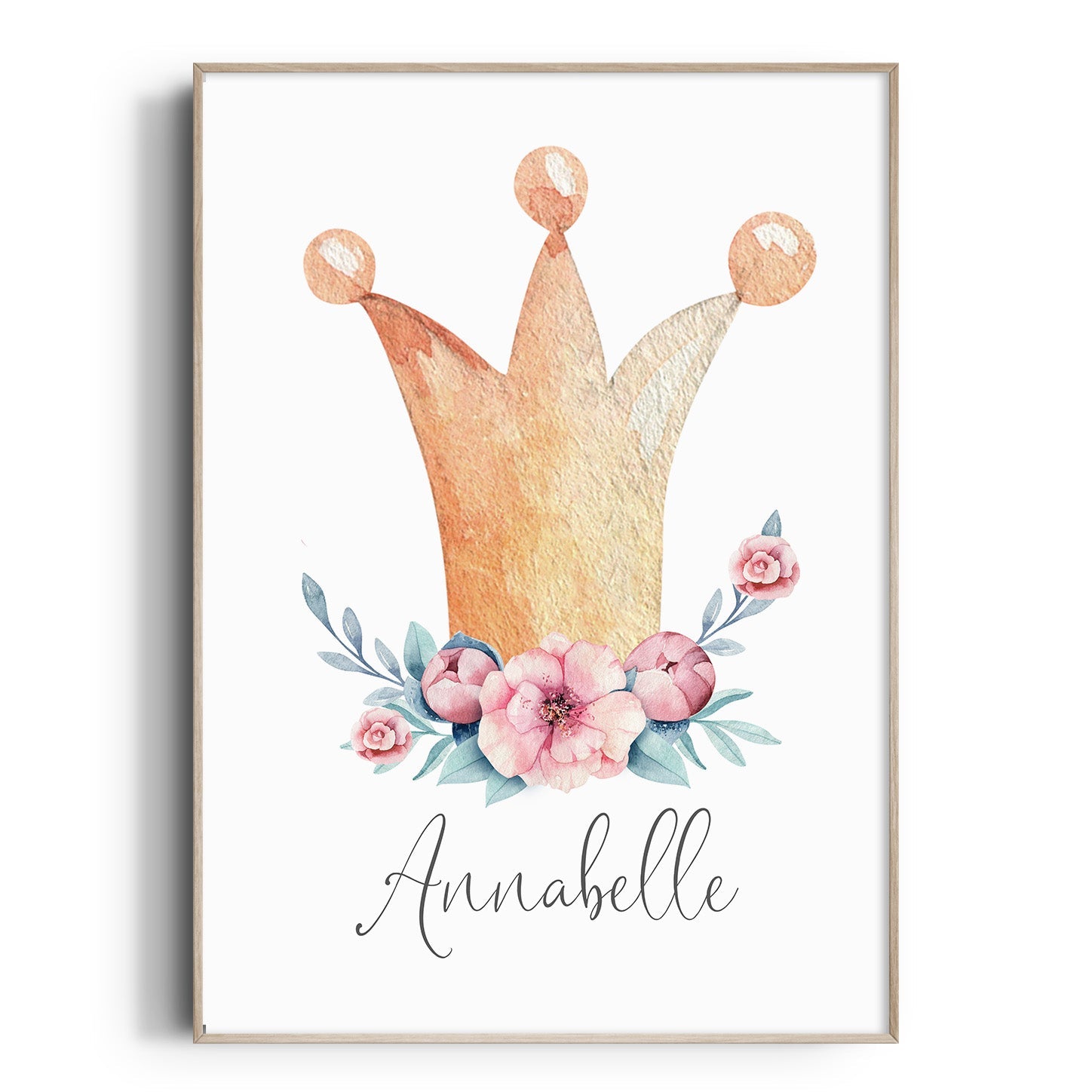 Green Floral Crown Name Print