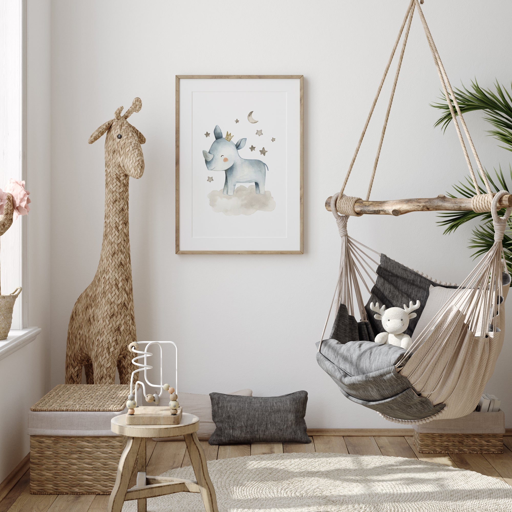 Hippo & Stars Print