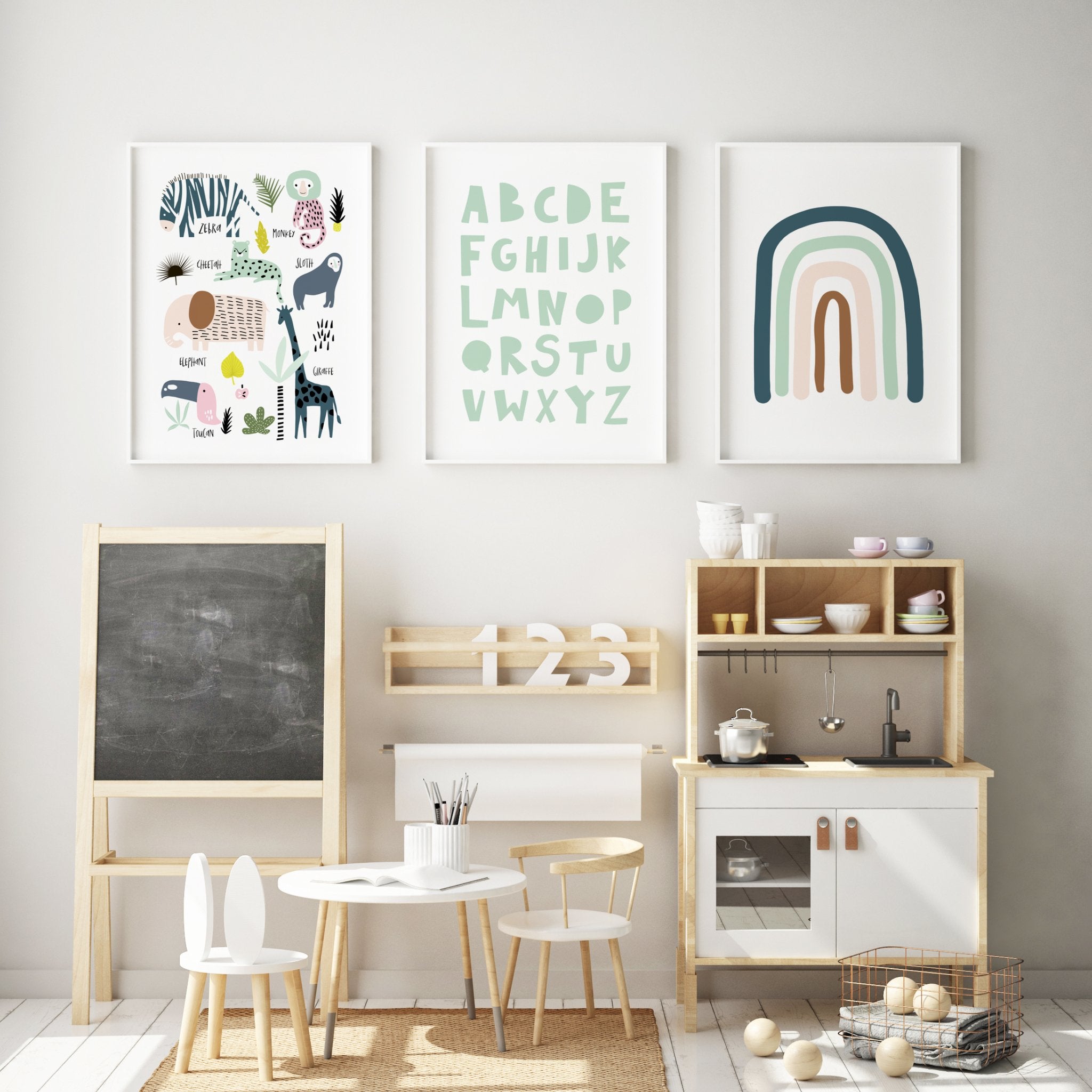 Jungle Animals, Alphabet & Rainbow Prints