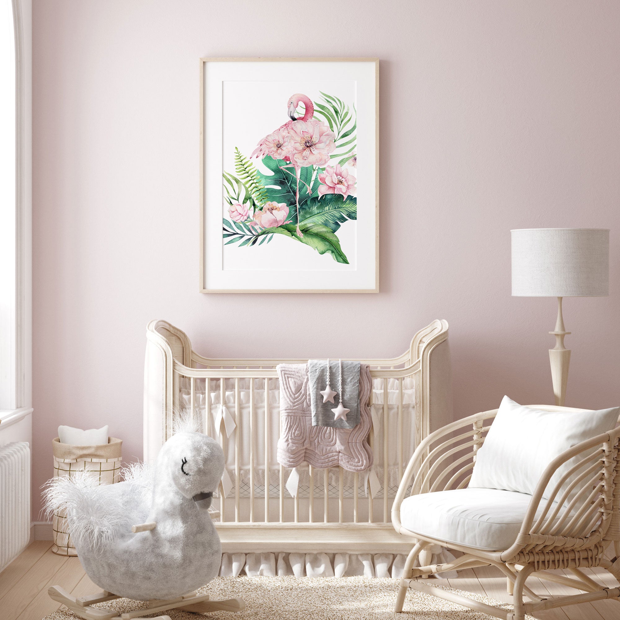 Tropical Floral Flamingo Print